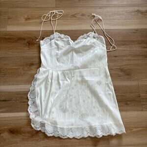 For Love And Lemons White Lace Trim Chemise